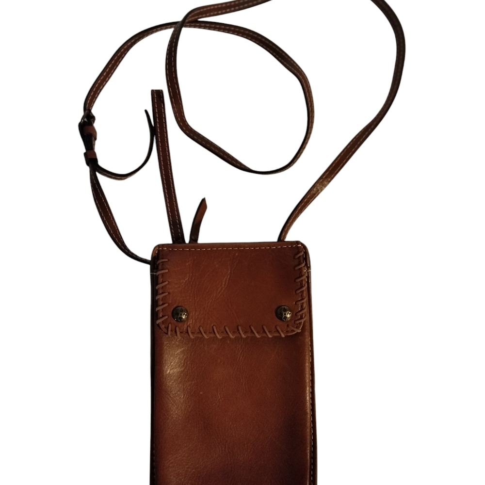 Patricia Nash Marinella Brown Leather Organizer Crossbody Bag Wristlet